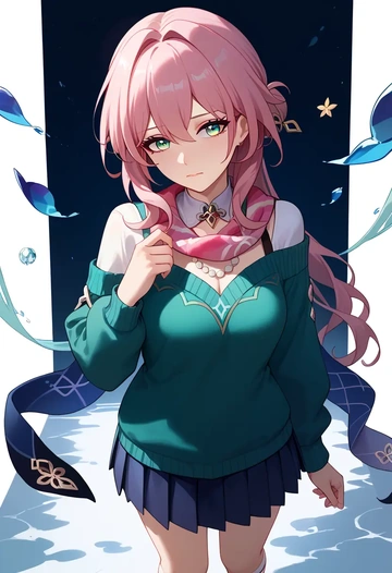 star rail,ruan mei,spring,student uniform,knit sweater  - AI generated anime art